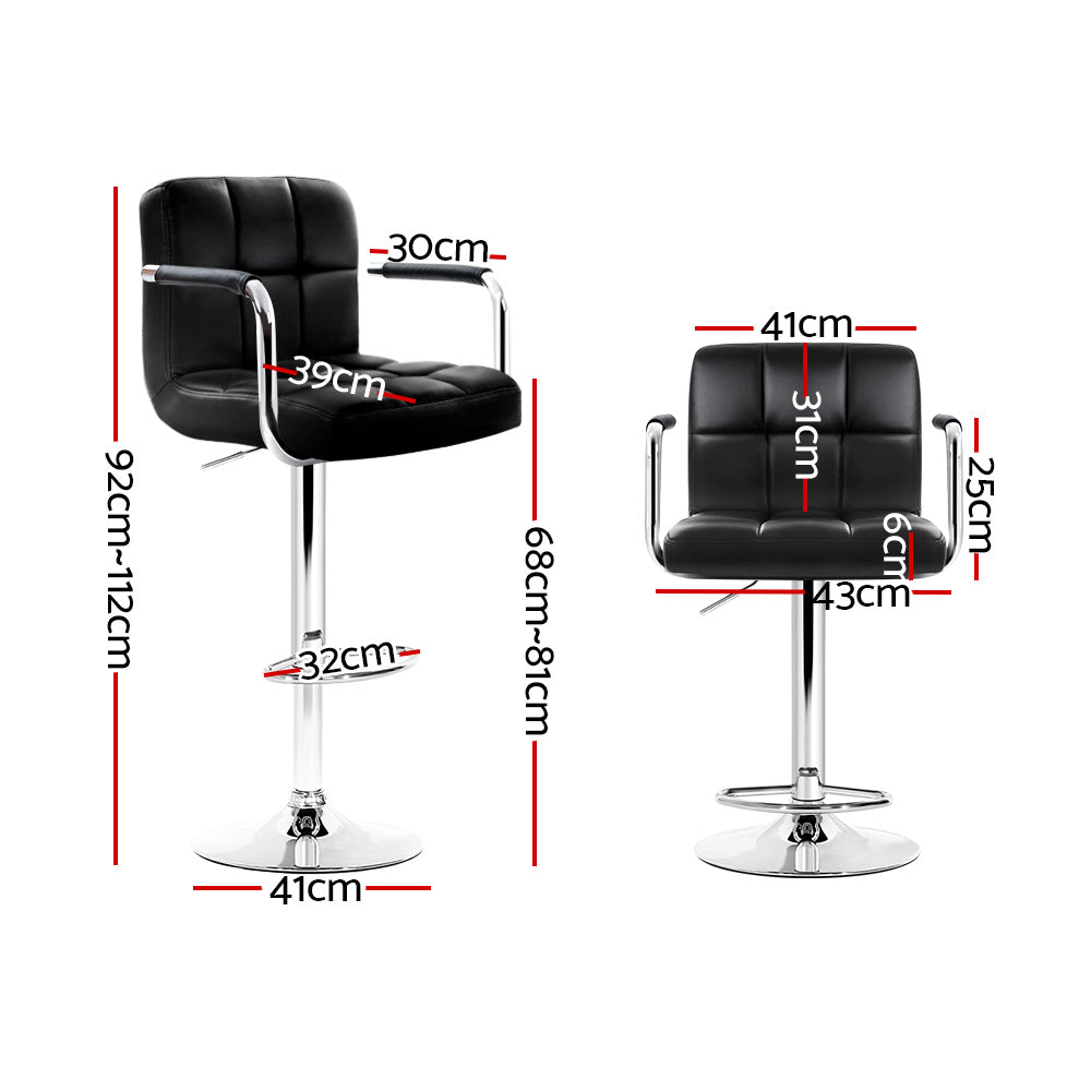 Kendrick Gas Lift Swivel Bar Stools with Armrests – Black – Set of 4