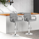 Set of 2 - Gas lift Swivel Bar Stools - Steel and Grey