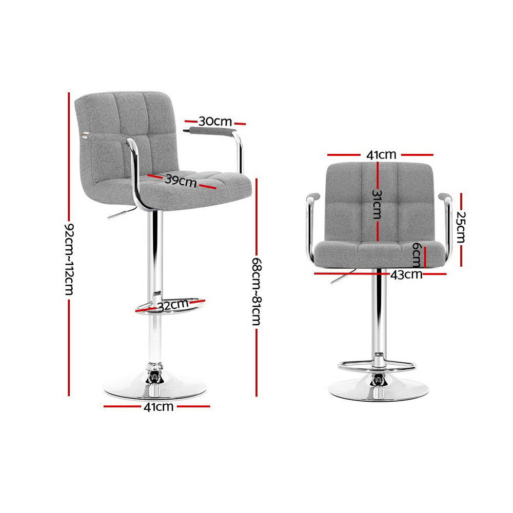 Callan Gas Lift Swivel Bar Stools – Grey – Set of 2