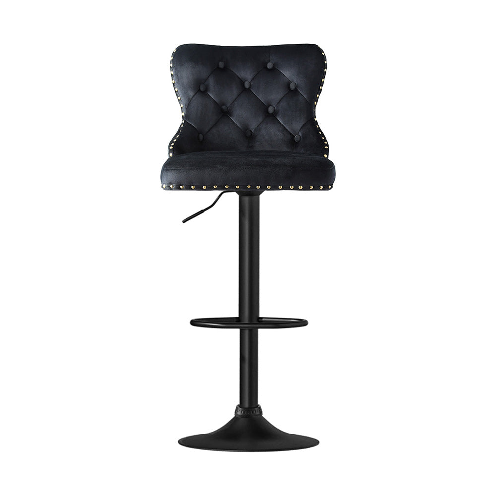 Nova Velvet Bar Stools – Black – Set of 4