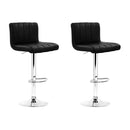 Artiss Set of 2 Line Style PU Leather Bar Stools - Black