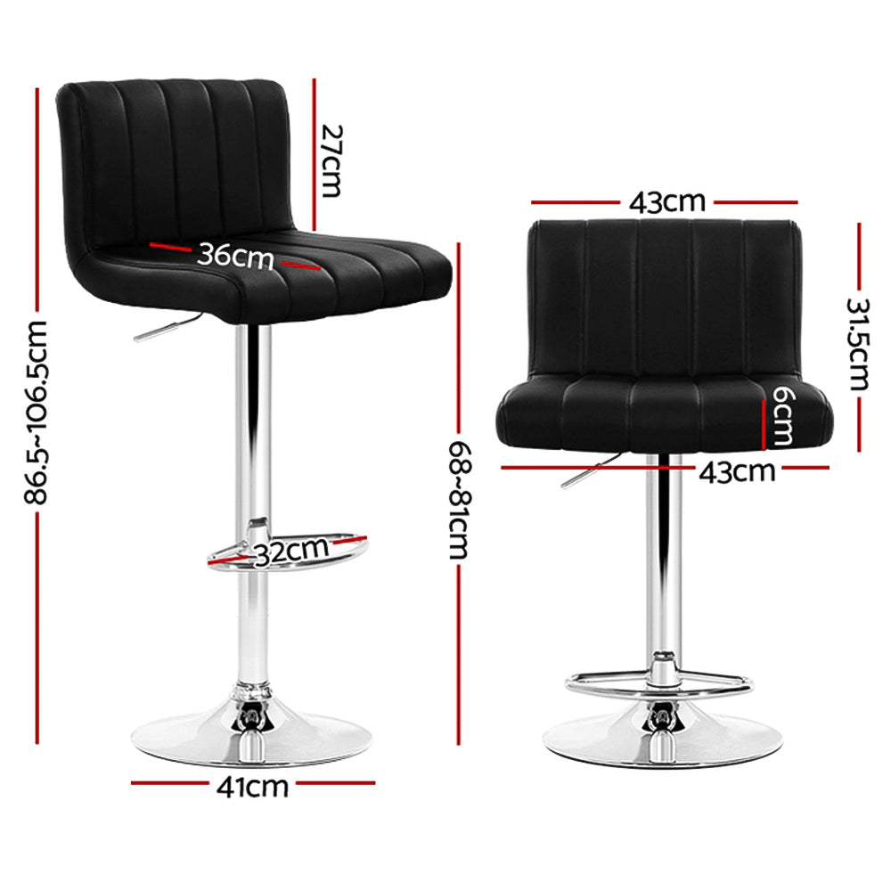 Alderon Leather Gas Lift Bar Stools – Black – Set of 4