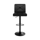 Set of 4 - Criss Cross Style Leather Bar Stools - Black