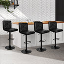 Set of 4 - Criss Cross Style Leather Bar Stools - Black