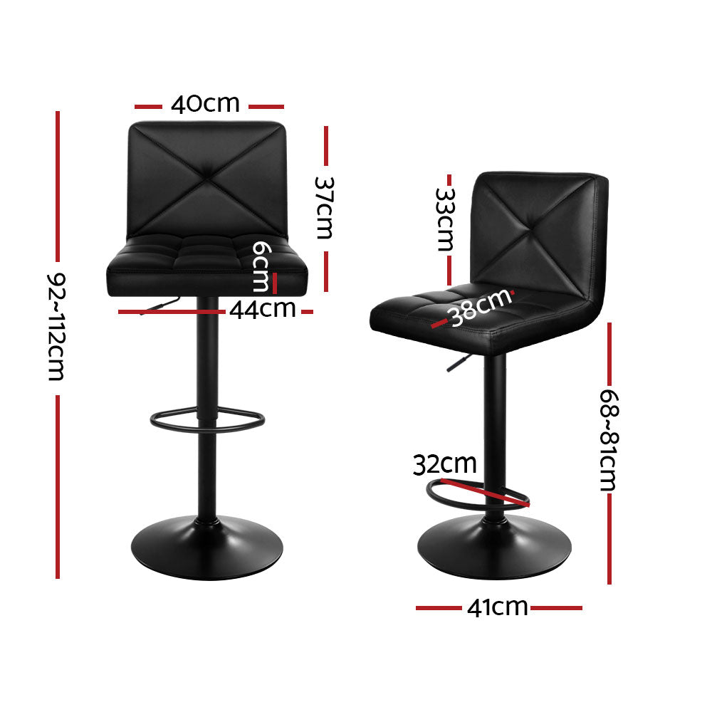 Lattice Criss Cross Style Leather Bar Stools – Black – Set of 4
