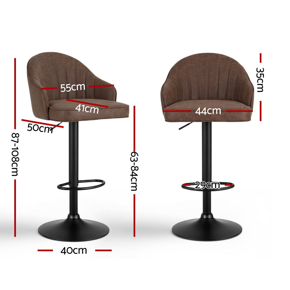 Alderon Swivel Gas Lift Counter Stools – Brown – Set of 4