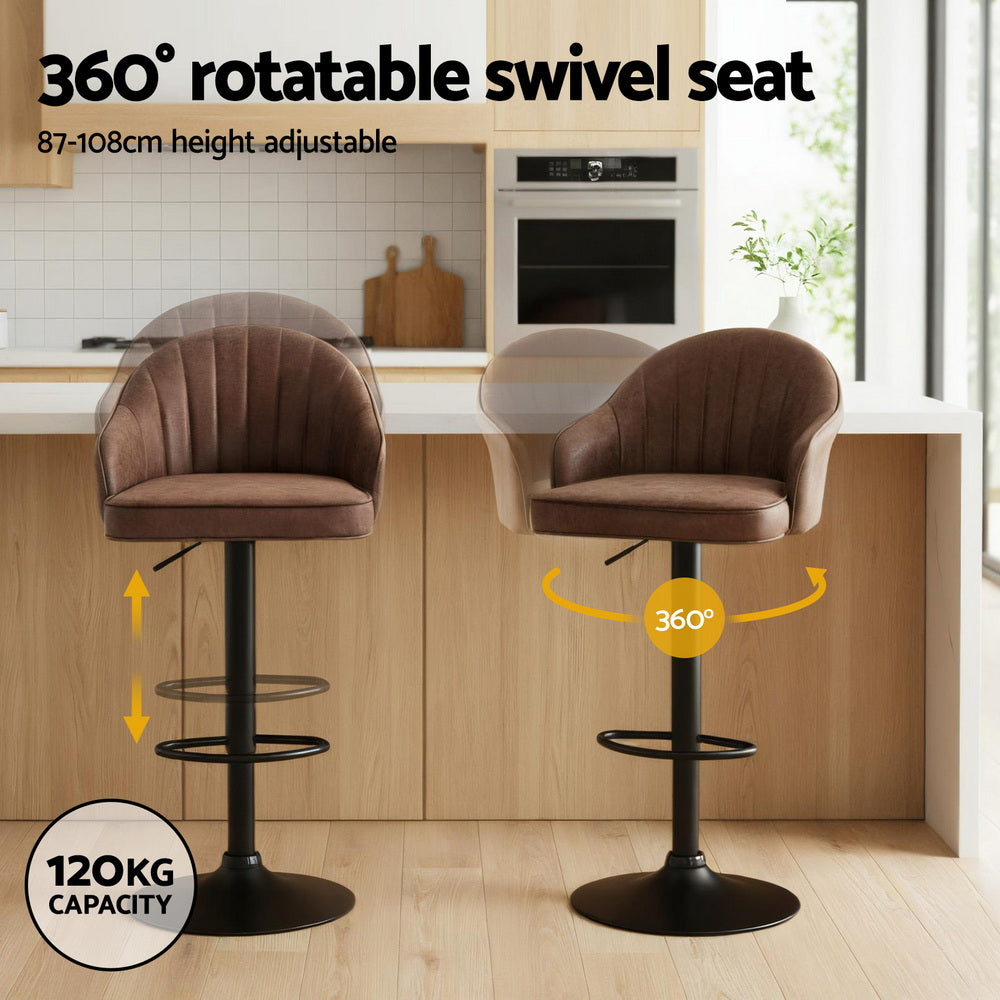 Alderon Swivel Gas Lift Counter Stools – Brown – Set of 4