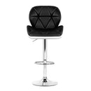 Set of 2 - Padded Leather Gas Lift Bar Stools - Black & White