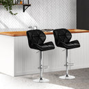 Set of 2 - Kitchen Bar Stools - Black and Chrome