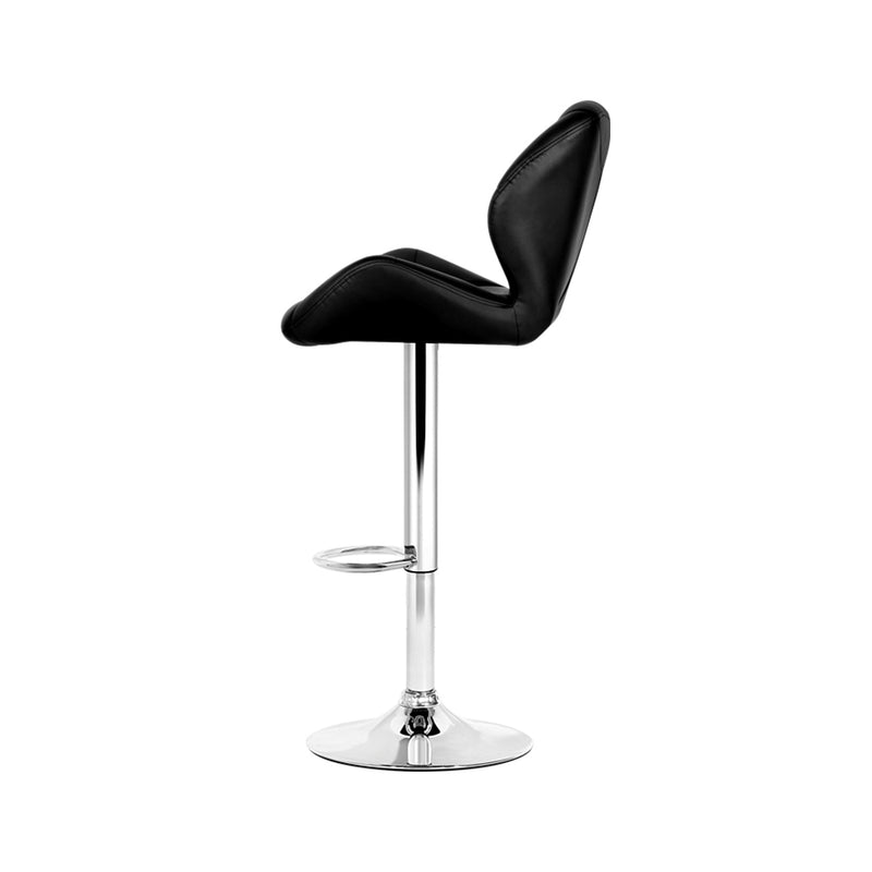 Set of 4 - Winged Gas Lift Bar Stools - Black and Chrome