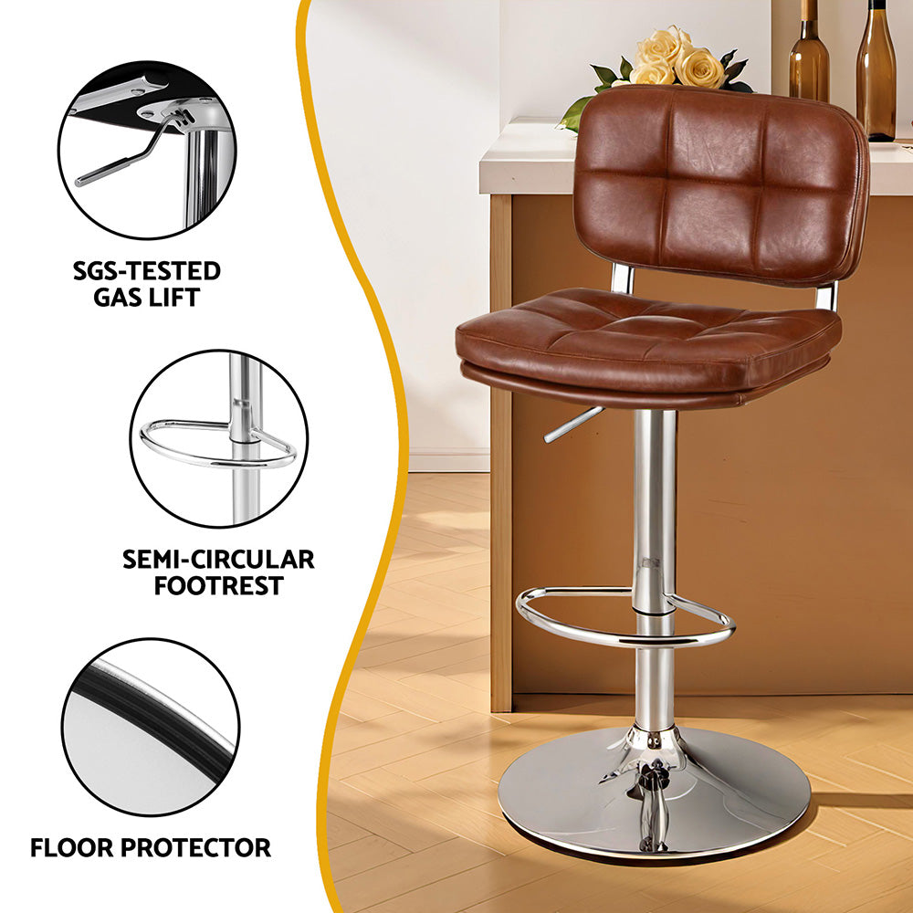 Rowan Tufted Bar Stools – Brown – Set of 2