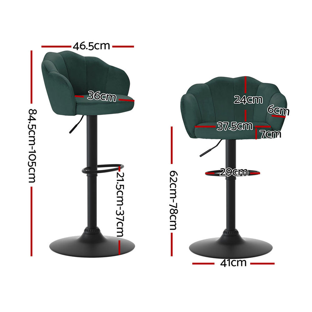 Avalon Velvet Bar Stools – Green – Set of 4