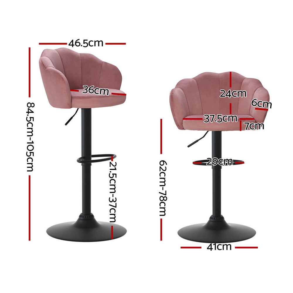 Delara Velvet Bar Stools – Pink – Set of 4