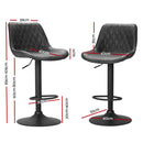 Set of 2 - Metal Barstool Dining Chair - Black