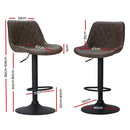 Set of 2 - Metal Barstool Dining Chair - Brown