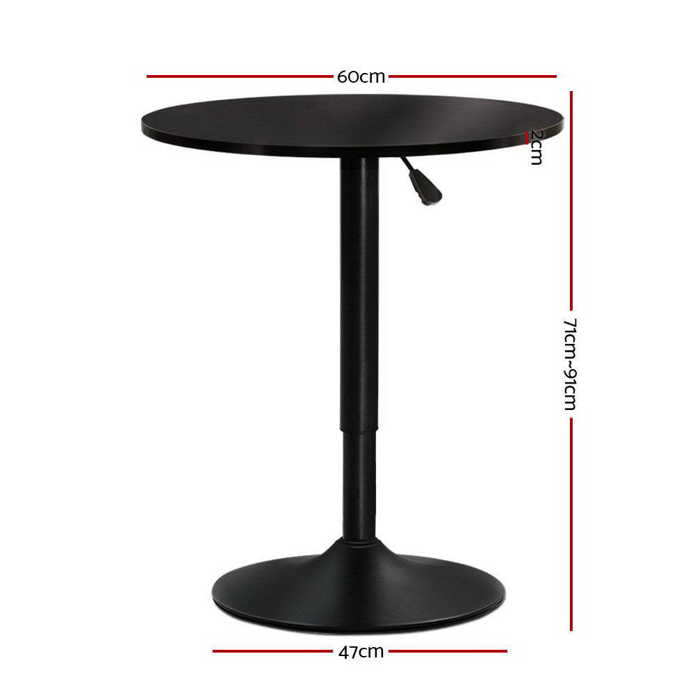 Mira Gas Lift Bar Table – Black – 60 cm