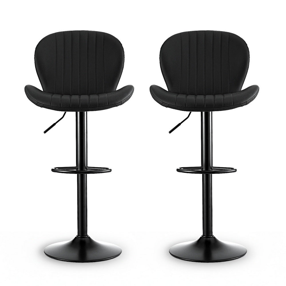 Atlas Swivel Gas Lift Bar Stools with Shell Design – Black – Set of 2
