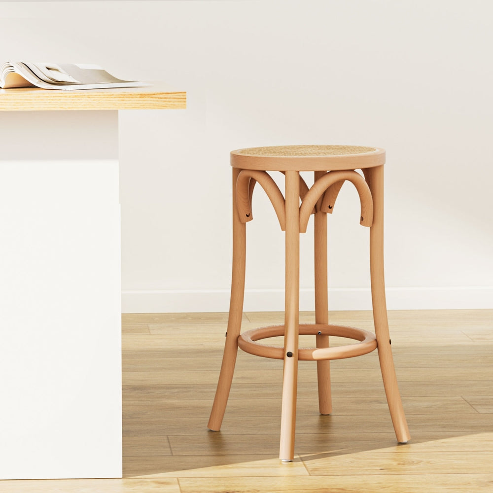 Bar Stool Rattan Seat Wooden