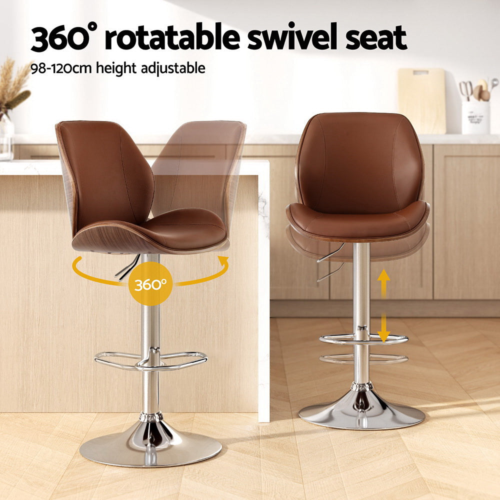 Haven Bentwood Adjustable Bar Stools – Brown – Set of 4