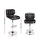 Set of 2 - Leather Gas Lift Bar Stools - Black and Chrome