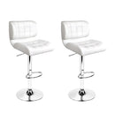 Artiss Set of 2 PU Leather Gas Lift Bar Stools - White and Chrome