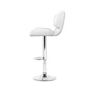 Set of 4 - Leather Gas Lift Bar Stools - White and Chrome