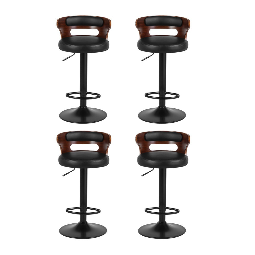 Meridian Faux Leather Bar Stools – Black – Set of 4