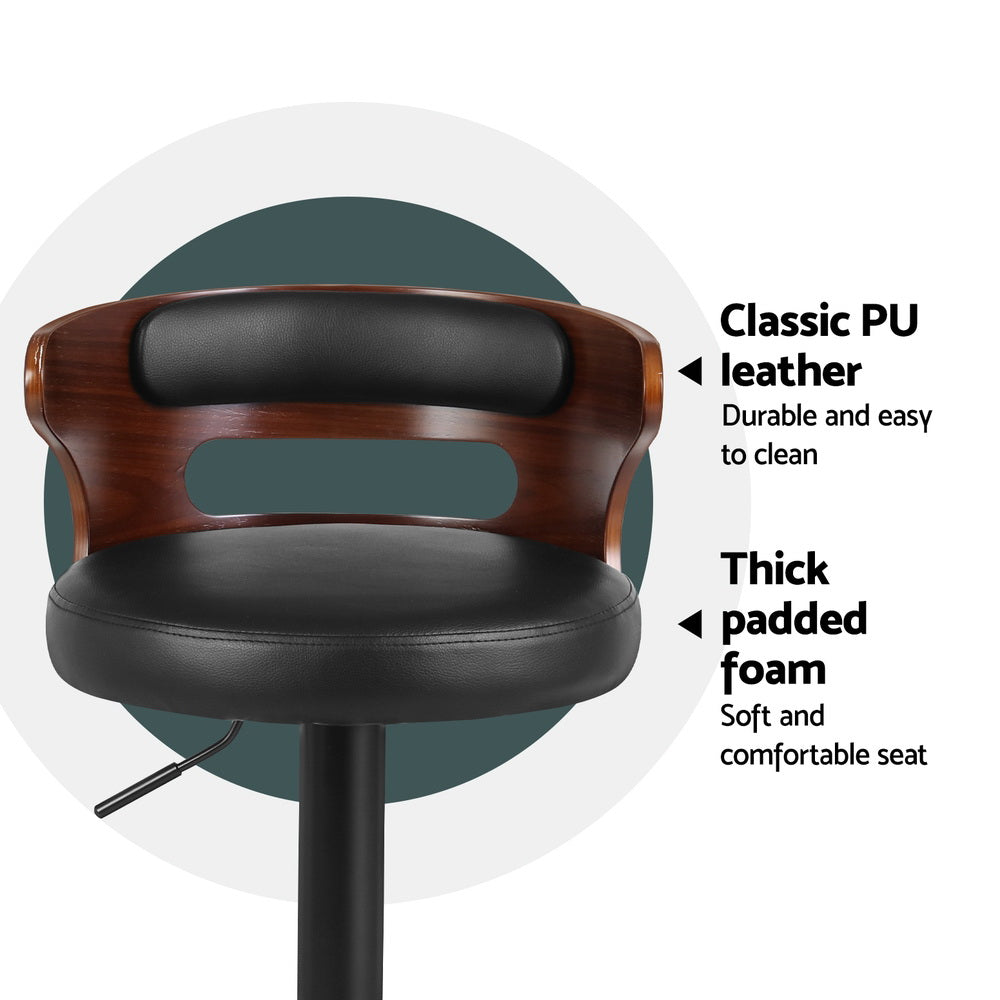 Meridian Faux Leather Bar Stools – Black – Set of 4
