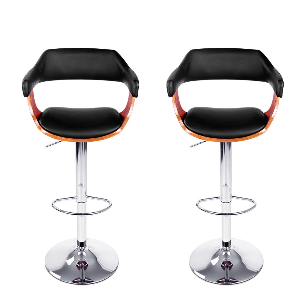 Hudson Gas Lift Bar Stools with Armrests – Black – Set of 2