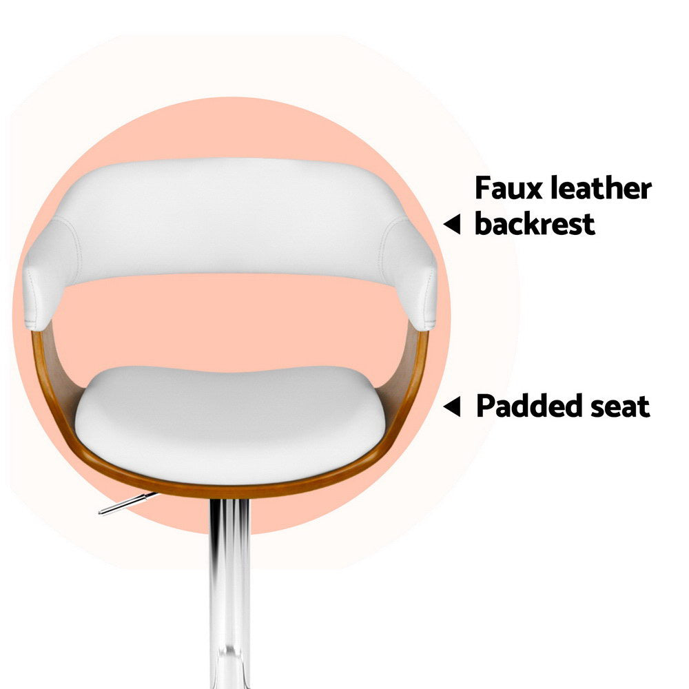 Nova Gas Lift Bar Stools with Armrest – White – Set of 4