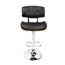 Wooden Gas Lift Bar Stool - Black and Chrome