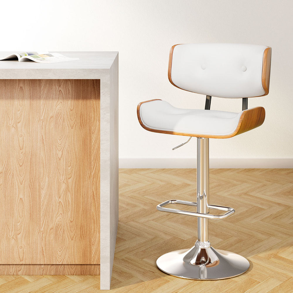 Bar Stools Gas Lift Leather White