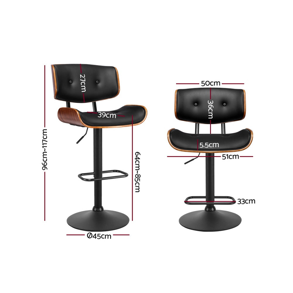Arlo Gas Lift Bar Stools – Black – Set of 2