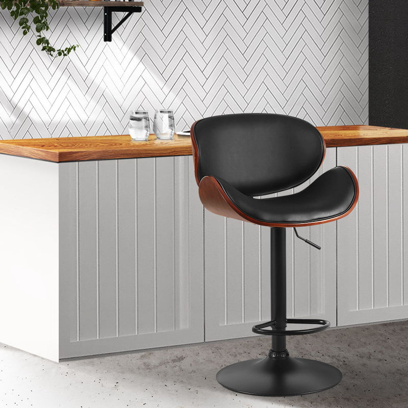 Swivel Gas Lift Wooden & Metal Barstool - Black