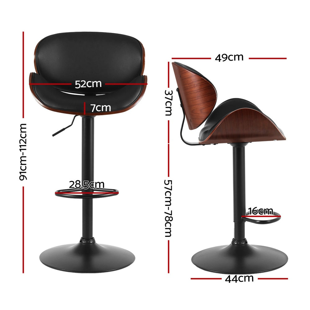 Brennan Leather Bar Stools – Black – Set of 4