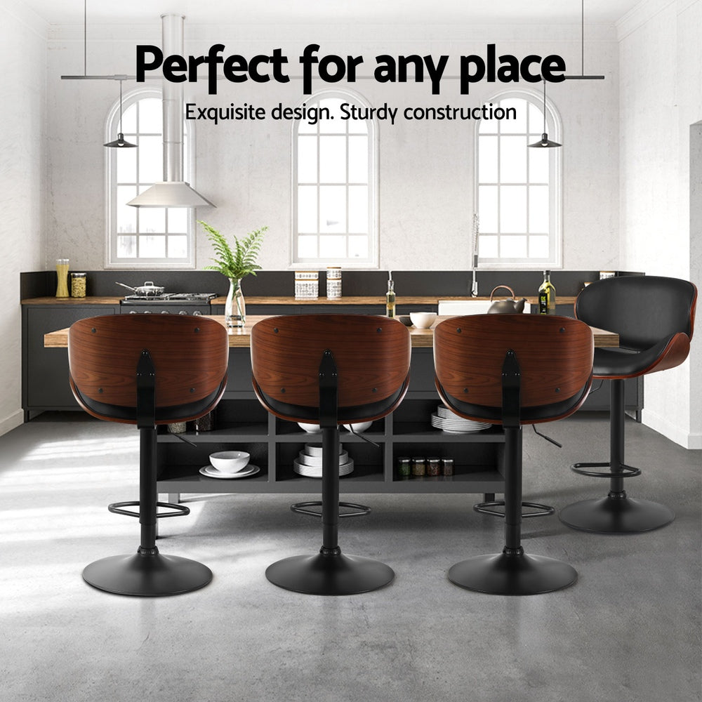 Brennan Leather Bar Stools – Black – Set of 4