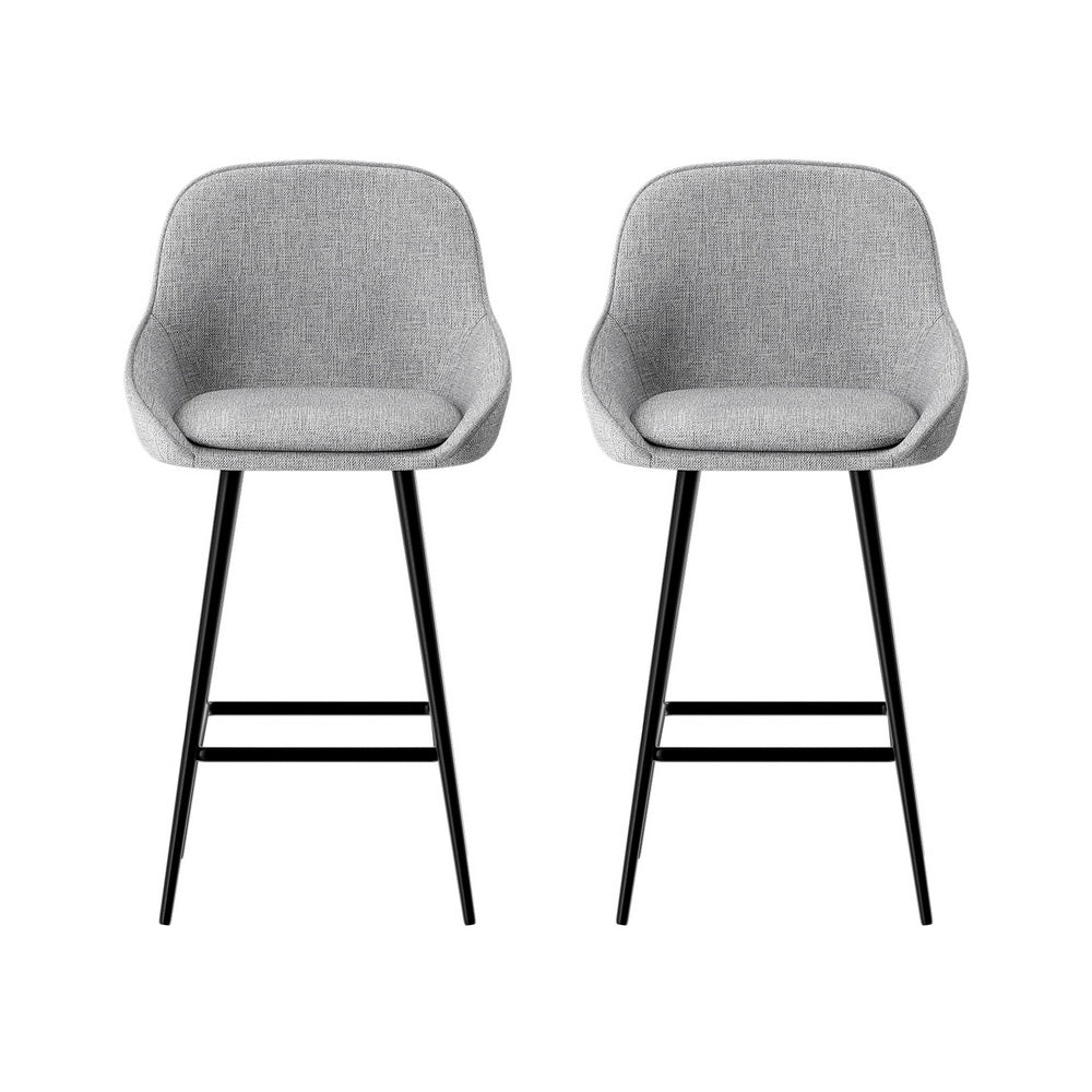 Cove Upholstered Bar Stools – Grey – Set of 2
