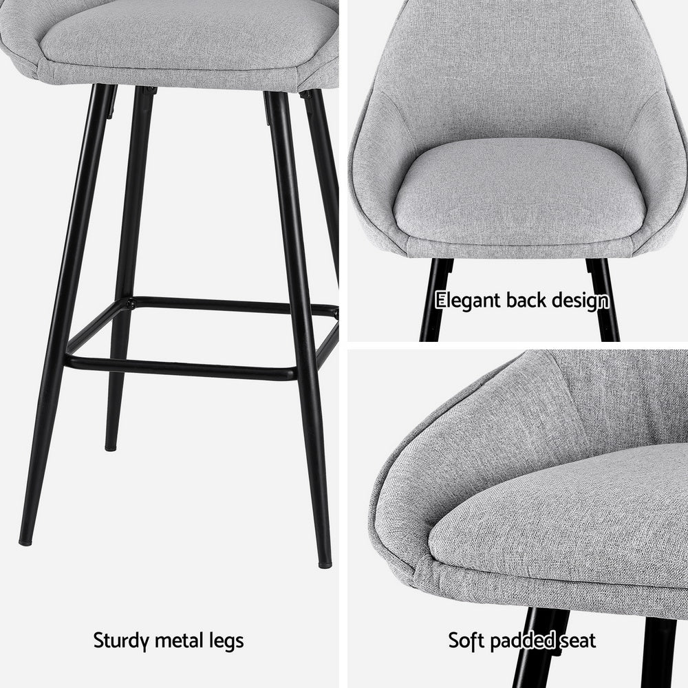 Cove Upholstered Bar Stools – Grey – Set of 2
