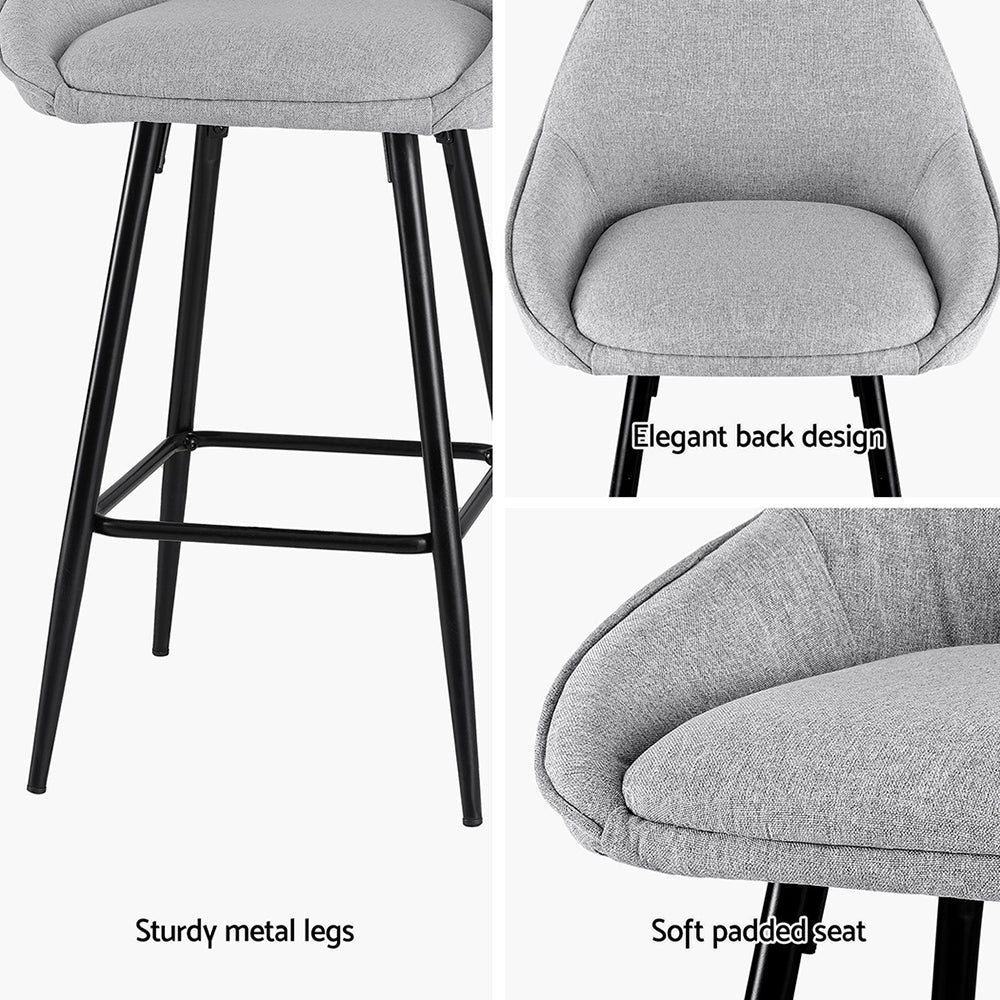 Aros Upholstered Counter Stools – Grey – Set of 4
