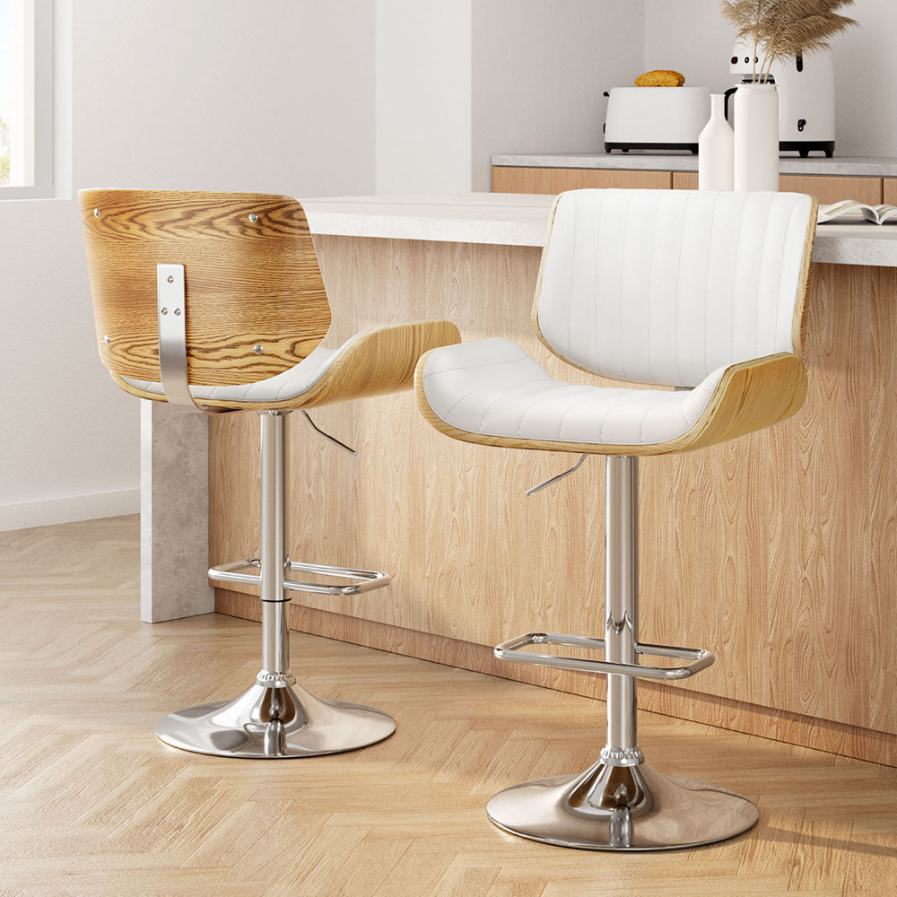 Cove 2x Bar Stools Adjustable Leather Chairs