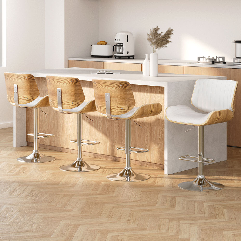 Nova 4x Bar Stools Adjustable Leather Chairs