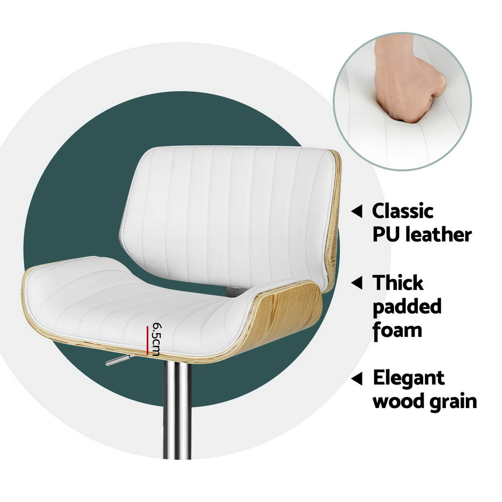 Nova Adjustable Leather Bar Stools – White – Set of 4