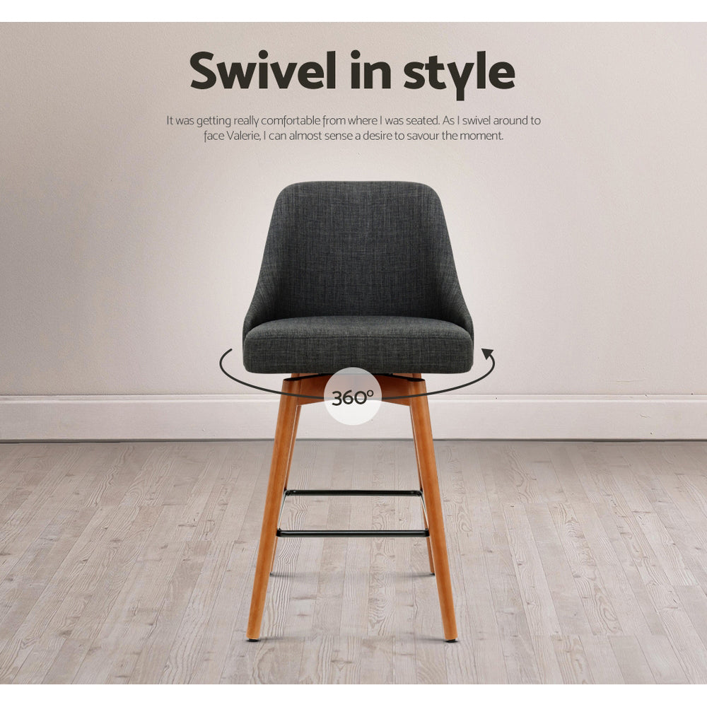 Ashton Wooden Bar Stools – Charcoal – Set of 4