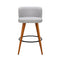 Set of 4 - Wooden Fabric Bar Stools - Circular Footrest - Light Grey