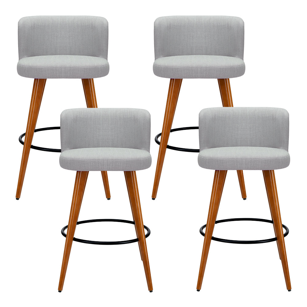 Valoris Wooden Bar Stools – Beige / Cream – Set of 4