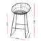 Set of 2 - Steel & Fabric Bar Stools - Grey and Black