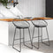 Set of 2 - Steel & Fabric Bar Stools - Grey and Black