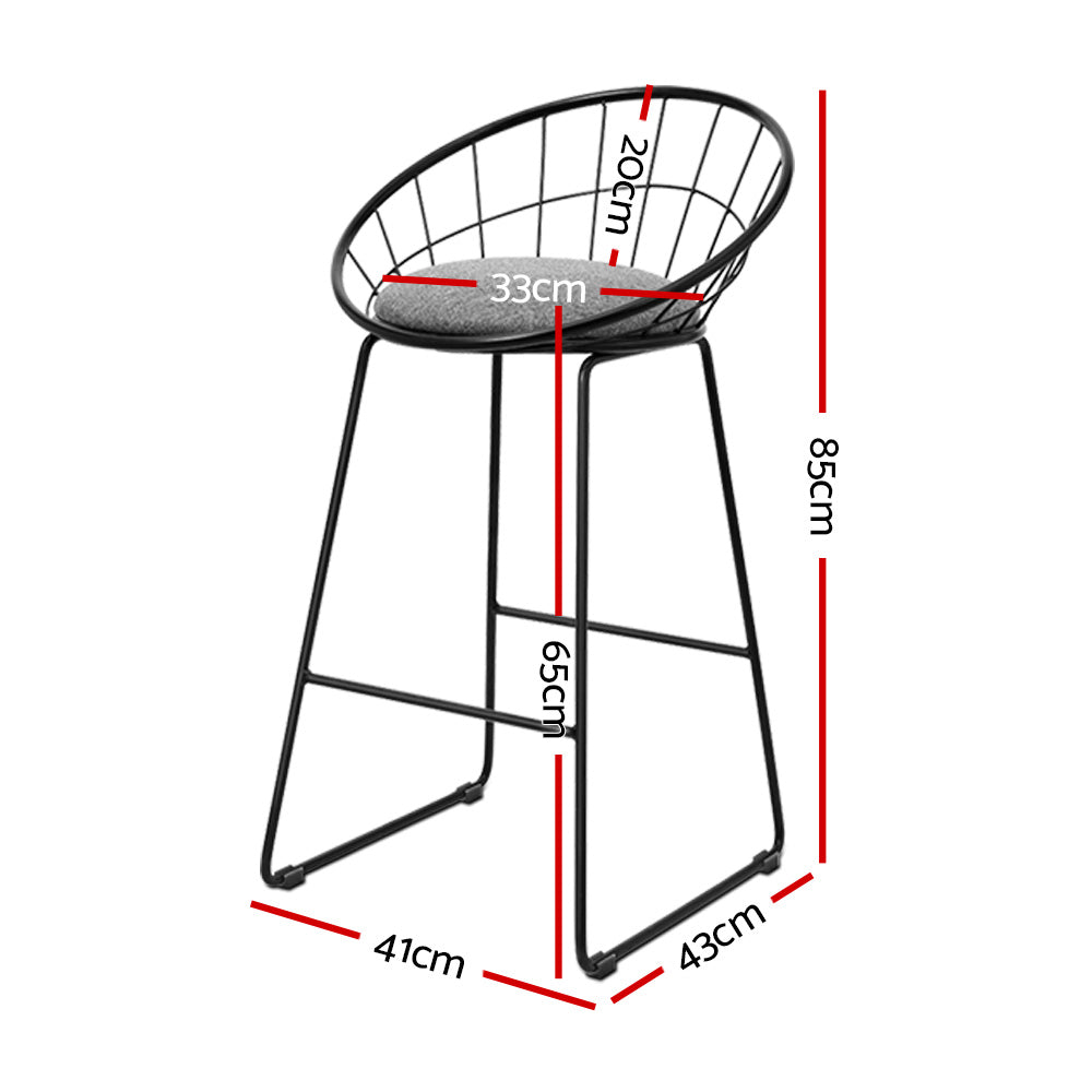 Garrison Steel & Fabric Bar Stools – Grey – Set of 2