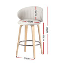 2 x Leather & Wood Bar Stools – Contoured Dining Style B