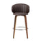 4 x Leather & Wood Bar Stools – Contoured Dining Style A